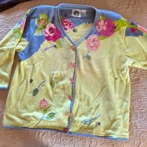 3x Storybook Knits cardigan with flowers